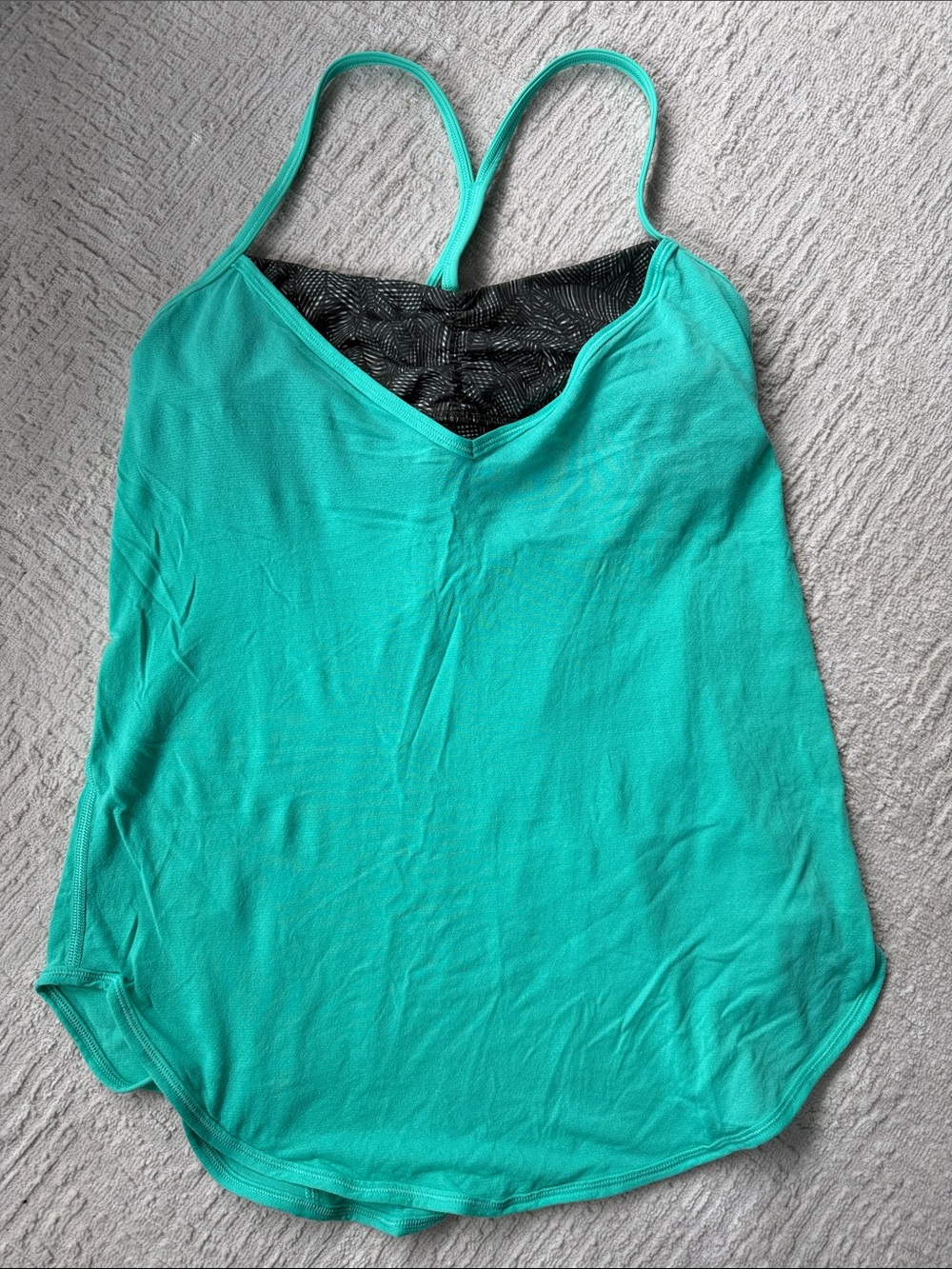 lululemon athletica Teal Tank with Black Patterned Shelf Bra